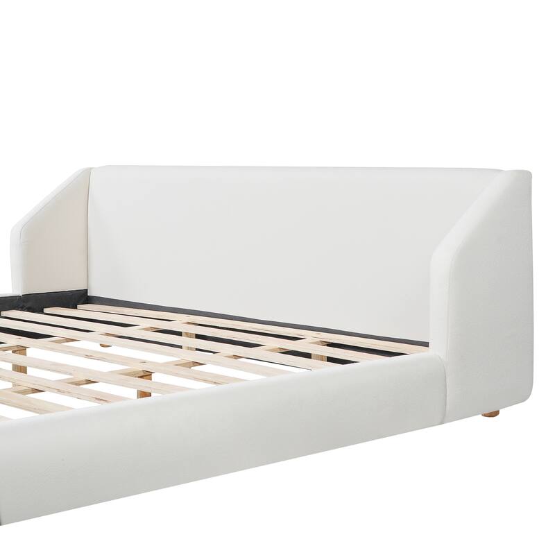 Christopher Knight Home - Arvilla Modern Boucle Upholstered Low Profile Platform Bed with Wingback Headboard & Wooden Slats