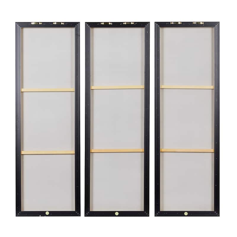 Brown Canvas Palm Leaf Framed Wall Art with Gold Frame (Set of 3)