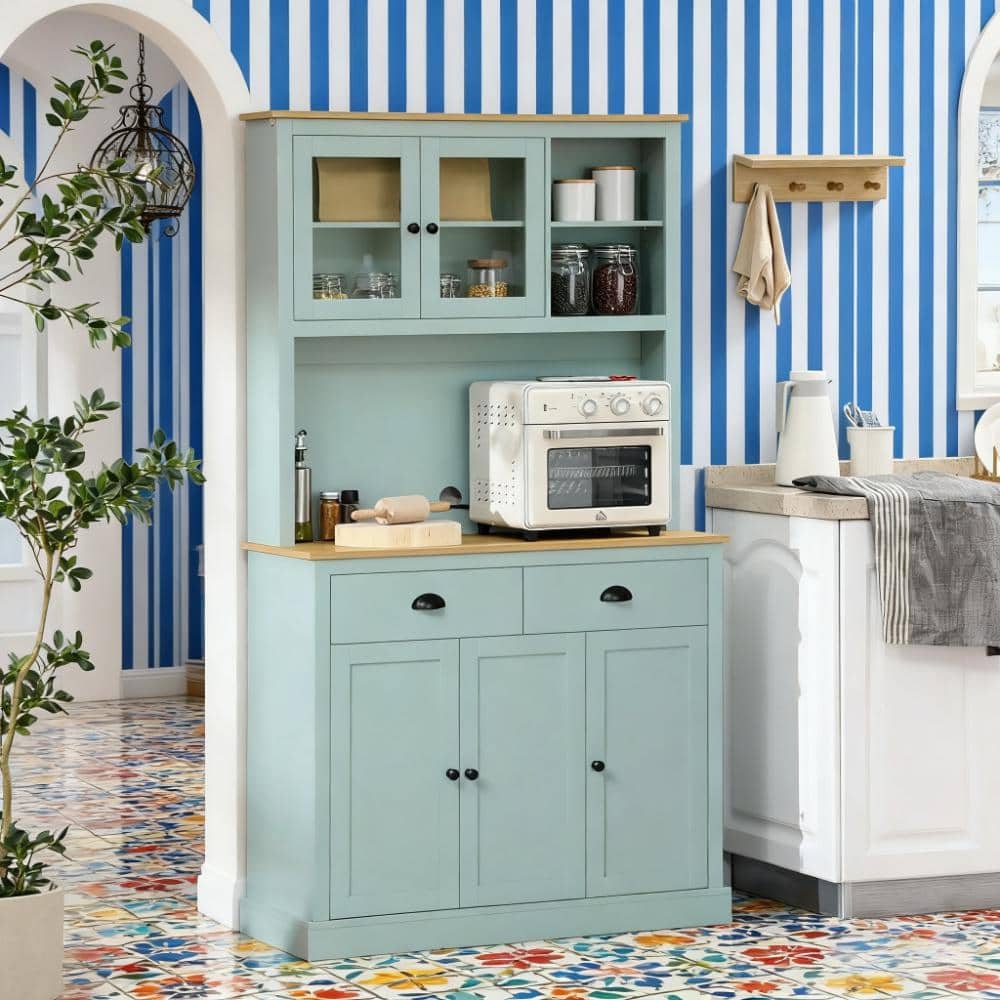 70.8" Pantry Storage Cabinet, Freestanding Hutch Cabinet with Drawer, Modern Food Pantry with Adjustable Shelves, Floor Cupboard
