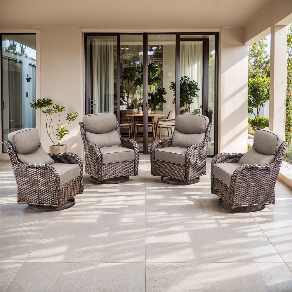 Gymojoy 4-Piece Patio Swivel Glider Chair Set, 6-Inch Ultra-Plush Cushions & Water-Resistant Olefin Fabric