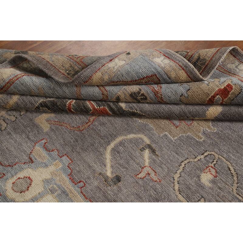 Hand Knotted Oriental 100% Wool Carpet Transitional All-Over Greys & Charcoal Oushak Area Rug - 9' 9'' X 8' 1''