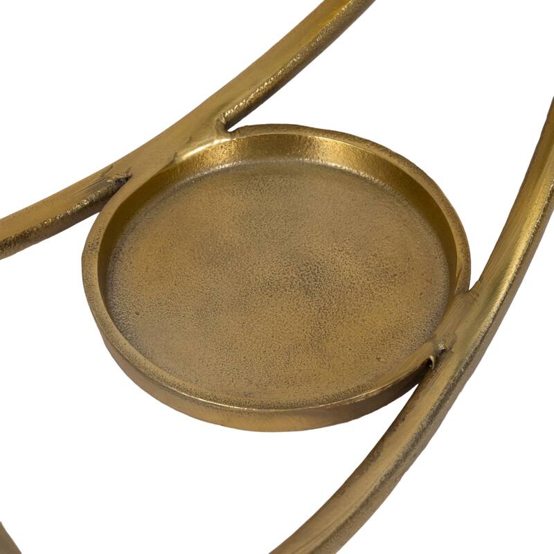 Sagebrook Home Modern Round Metal Double Ring Candle Holder, Set of Three - 16" x 8" x 16" - 16" x 8" x 16"