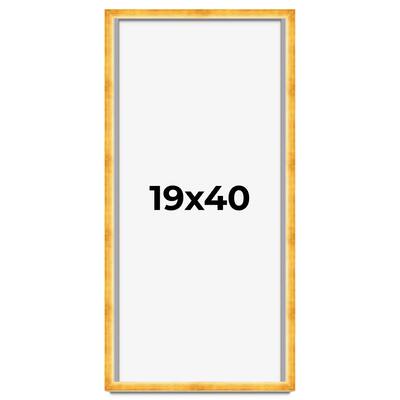 19x40 Shadow Box Frame Gold | 1.625 Inches Deep Real Wood Traditional