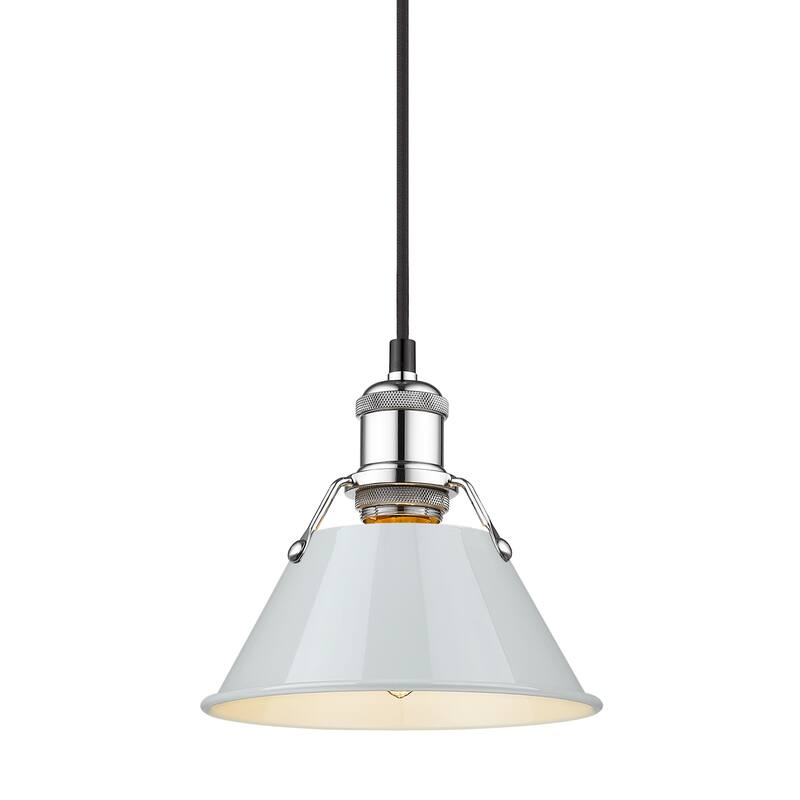 Orwell 7.5" Wide Small Pendant in Chrome with Dusky Blue - Silver