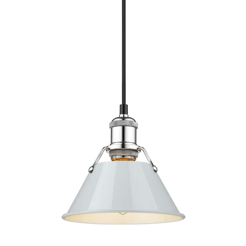 Yep by Golden Lighting Orwell 1-light 8in Pendant in Chrome and Dusky Blue shade - Silver