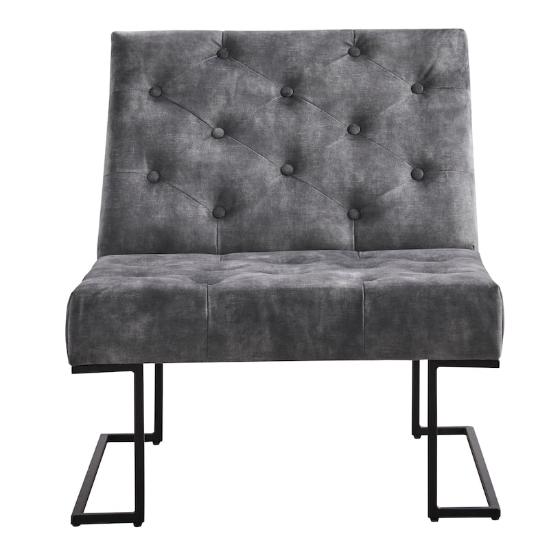 Corvus Savannah Tufted Velvet Upholstered Lounge Accent Chair - Dark Grey