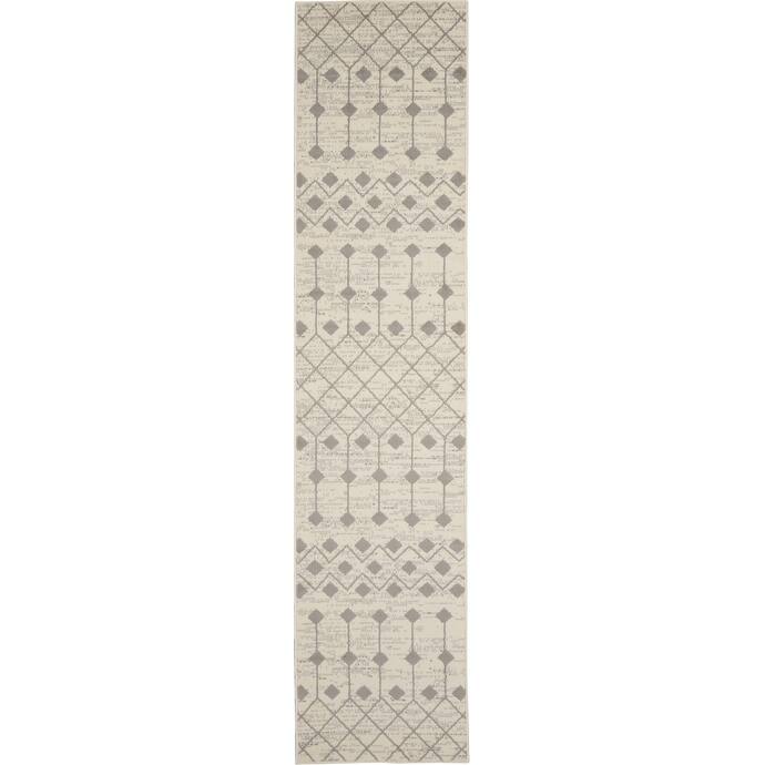 Porch & Den Muirfield Moroccan Bohemian Area Rug - 2' 3" x 7' 6" - Ivory/Grey - Runner