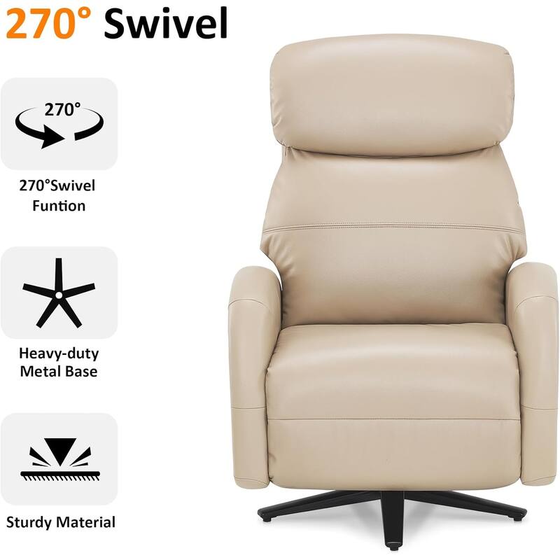 MCombo Dual Motor Power Recliner Chair for Adults, Modern Faux Leather Electric Swivel Recliner with USB Charging