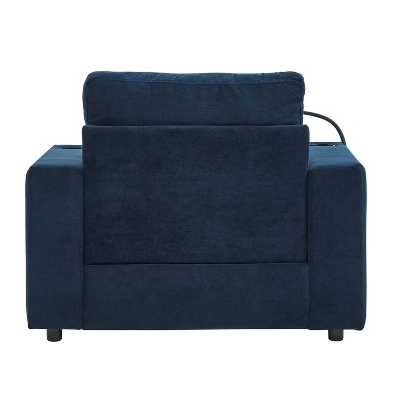 Armchair 42.5" Chaise Lounge Sofa Couch With A Movable Storage Ottoman,Two Usb Ports,Two Cup Holders