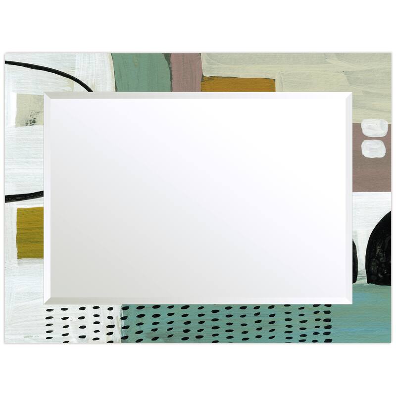 Introductions Rectangular Beveled Mirror on Free Floating Printed Tempered Art Glass - Clear - 40" x 30"
