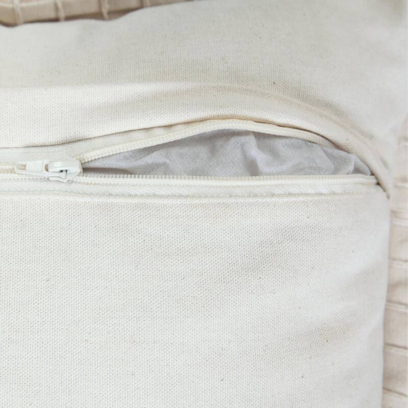 Hand Woven Embroidered Edge Square Throw Pillow - 20" - Beige