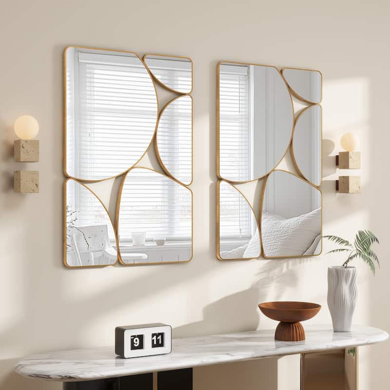 Antique Gold Wall Mirror Metal Frame Accent Mirror - 35.44"×23.63"