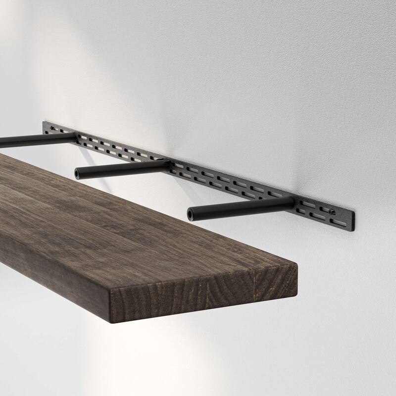 Wallniture Bois Wood Board 60" Long, 9.25'' Deep, 1.5" Thick, Hidden Bracket Shelf, Wall Bookshelf for Living Room, Rustic, 1pc