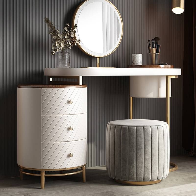 Modern Makeup Vanity Table With LED Lighted Mirror with Movable top