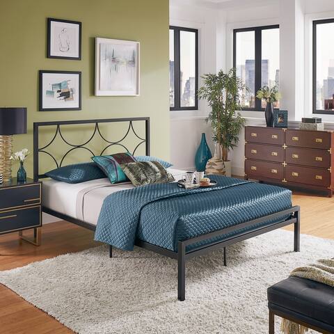 Citlati Metal Platform Bed with Twinkling Star Headboard by iNSPIRE Q Classic