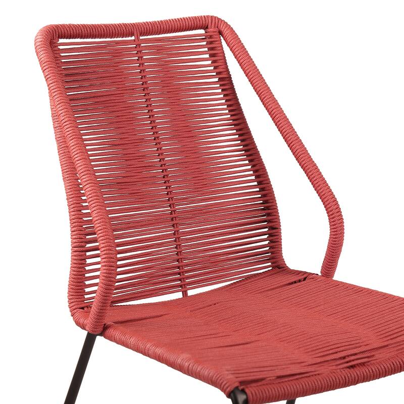 Clip Rope and Steel Indoor Outdoor Stack Dining Chairs - Set of 2