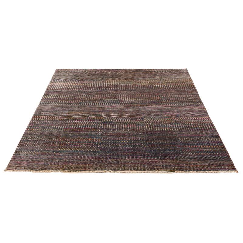 ECARPETGALLERY Hand-knotted Silk Shadow Black Multi Color Rug - 8' 4" x 8' 4"