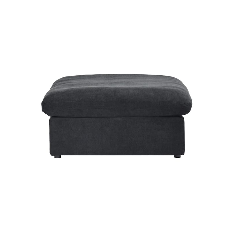 Modern Down Filled Modular 4 Piece Sectional Sofa L-shape Linen Upholstered Couch with Storage Ottoman