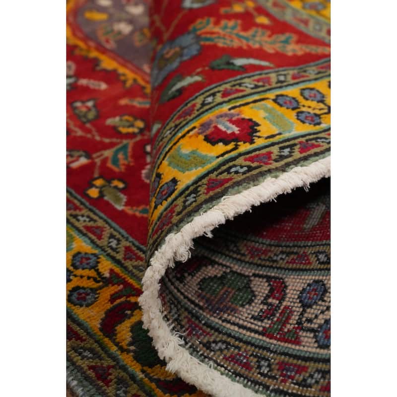 Hand Knotted Oriental 100% Wool Carpet Traditional Floral Red Tabriz Area Rug - 4' 8'' X 3' 4''