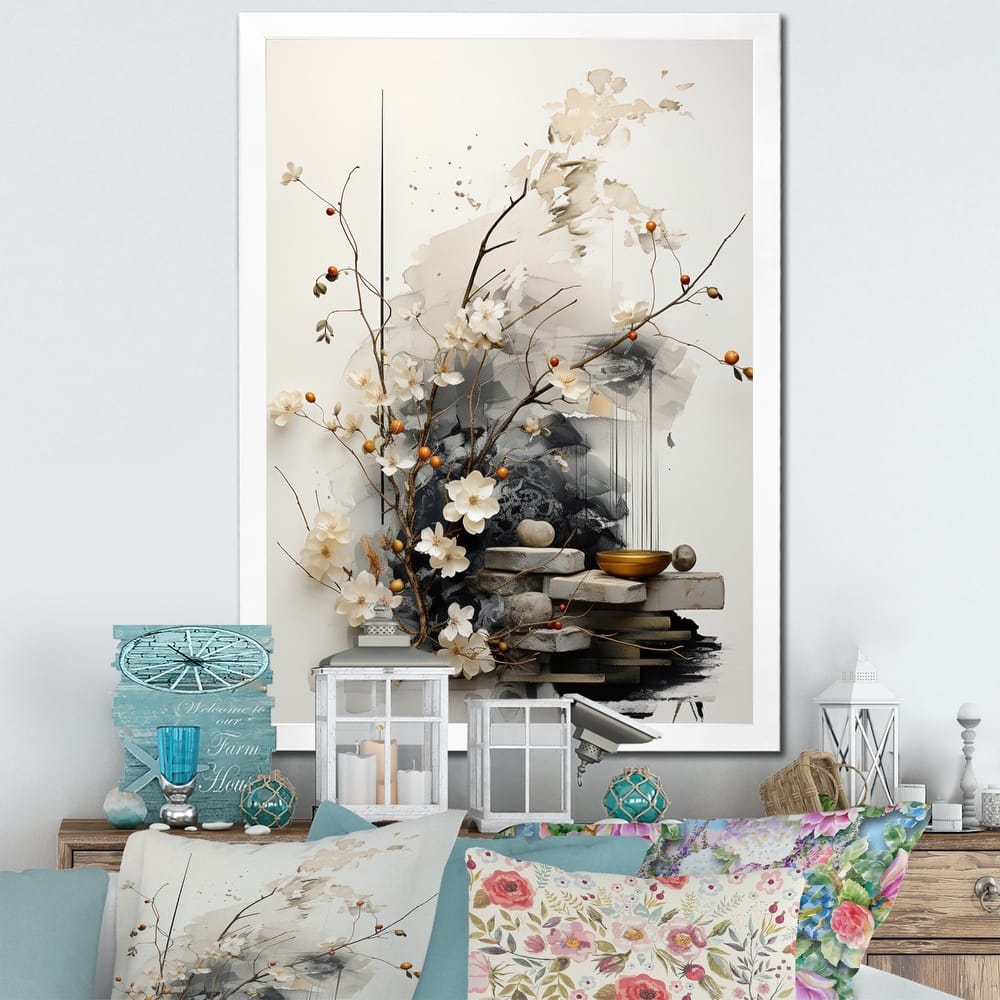 Designart "Asian Art Classics Sumi III" Asian Art Framed Wall Art Living Room