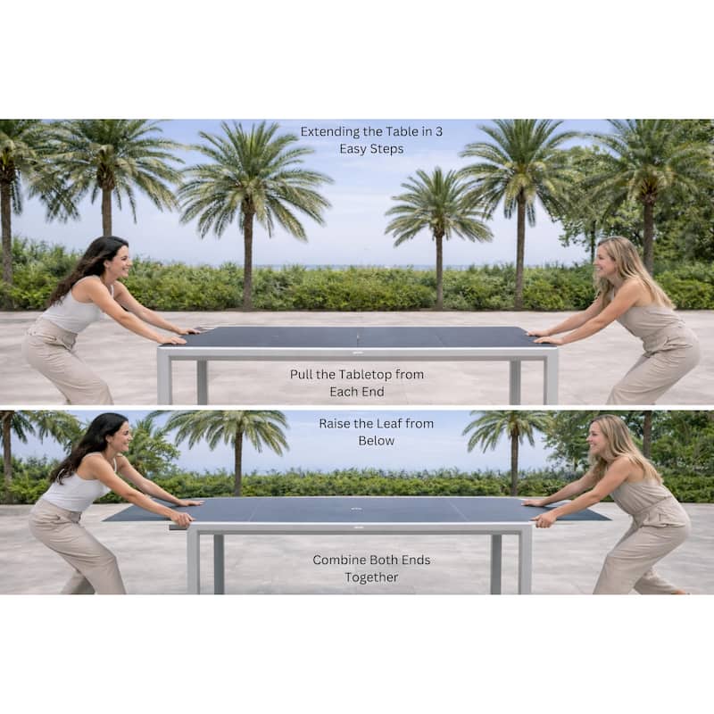 Bailey Light Grey 13-Piece Aluminum Outdoor Dining Set with Sling Set in Midnight Grey - N/A