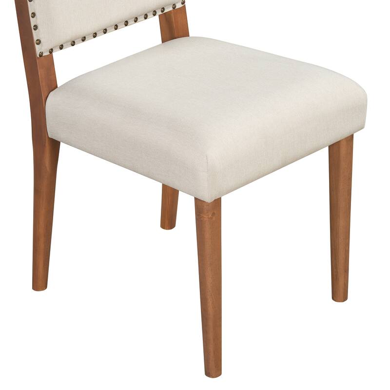 5-Piece Round Dining Table Set for 4, Kitchen Table Set with 4 Wood Upholstered Chairs for Dining Room