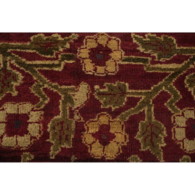 Hand Knotted Oriental 100% Wool Carpet Traditional Floral Green Agra Area Rug - 14' 10'' X 13' 1''