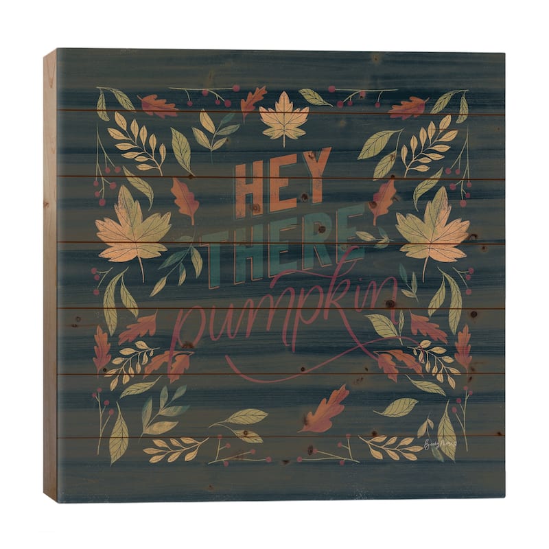Autumn Sayings I Pumpkin Print On Wood by Becky Thorns - Multi-Color - 26x26x1.5