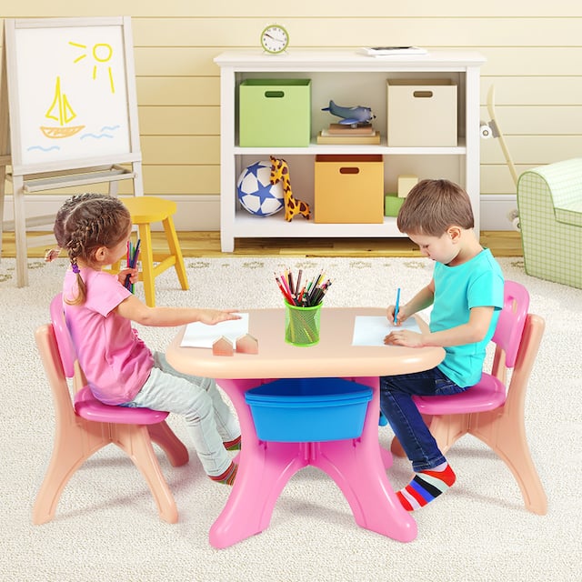 Kids Table and 2 Chair Set Children Activity Art Table Set