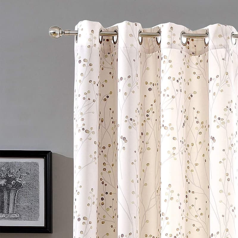 DriftAway Harper Ink Botanical Room-darkening Curtain Panel Pair