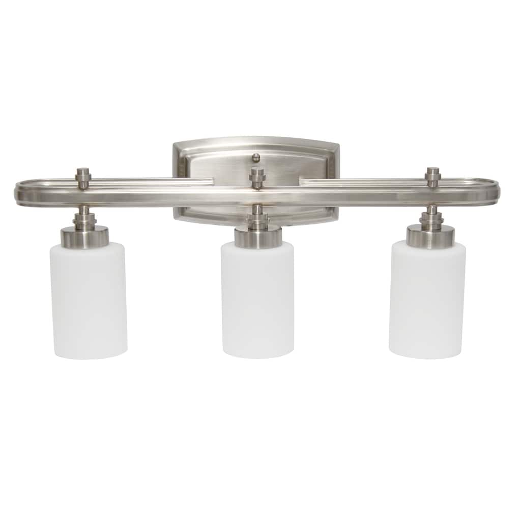 3-Light Vanity Light Fixture - Metal & Glass Shade Uplight Downlight - Bathroom, Hallway, Entryway - Brushed Nickel - 5.5