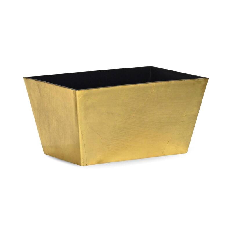 Harper 8.25 Inch Rectangular Tapered Plastic Pot - Gold