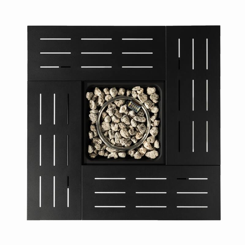 34" Propane Rectangular Steel Gas Fire Pit Table with 50000 BTU