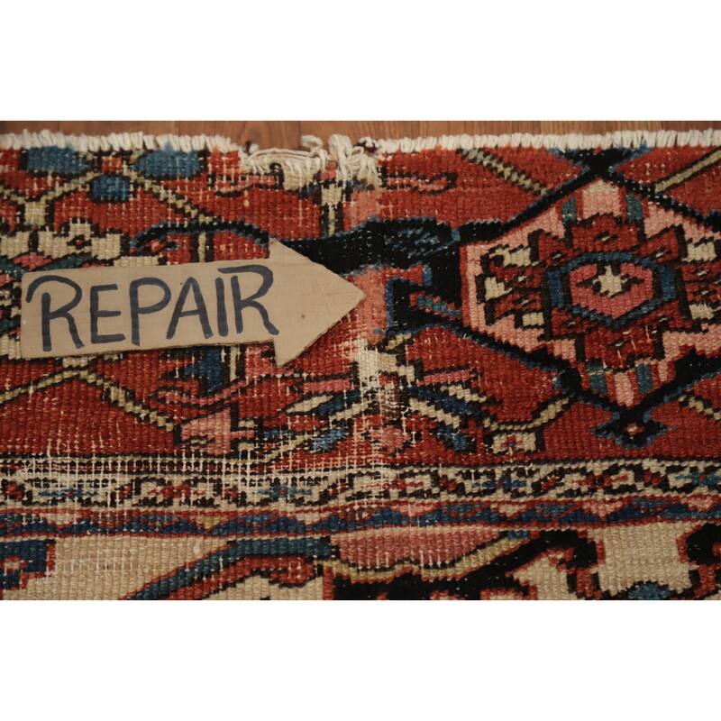 Hand Knotted Oriental 100% Wool Carpet Traditional Medallion Oranges & Rust Heriz (serapi) Area Rug - 14' 3'' X 10' 2''