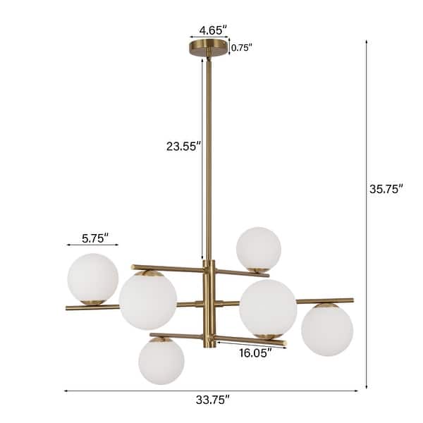 dimension image slide 1 of 3, Modern 6-Light Dimmable Sputnik Bubble Chandelier for Dining Room