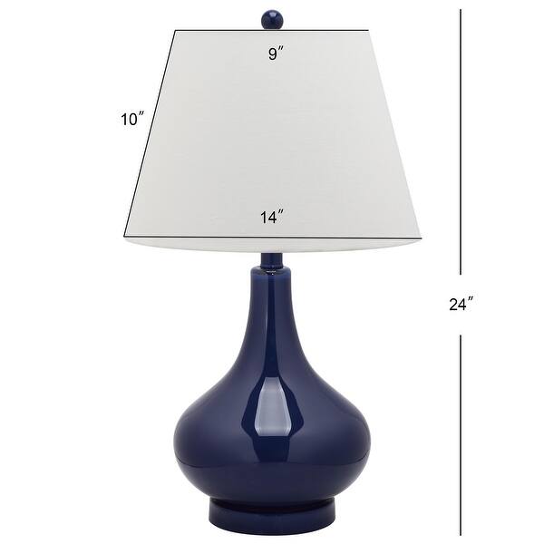 SAFAVIEH Lighting 24-inch Amy Gourd Glass Navy Table Lamp (Set of 2 ...