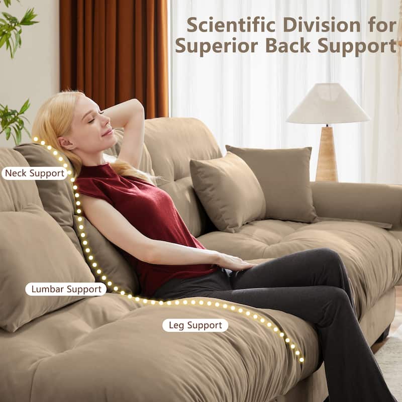 Oversized Velvet Modular Sofa, 130" 3 Seater Modern Sectional Sofa Set with Movable Ottoman, L-Shaped Upholstered Couches