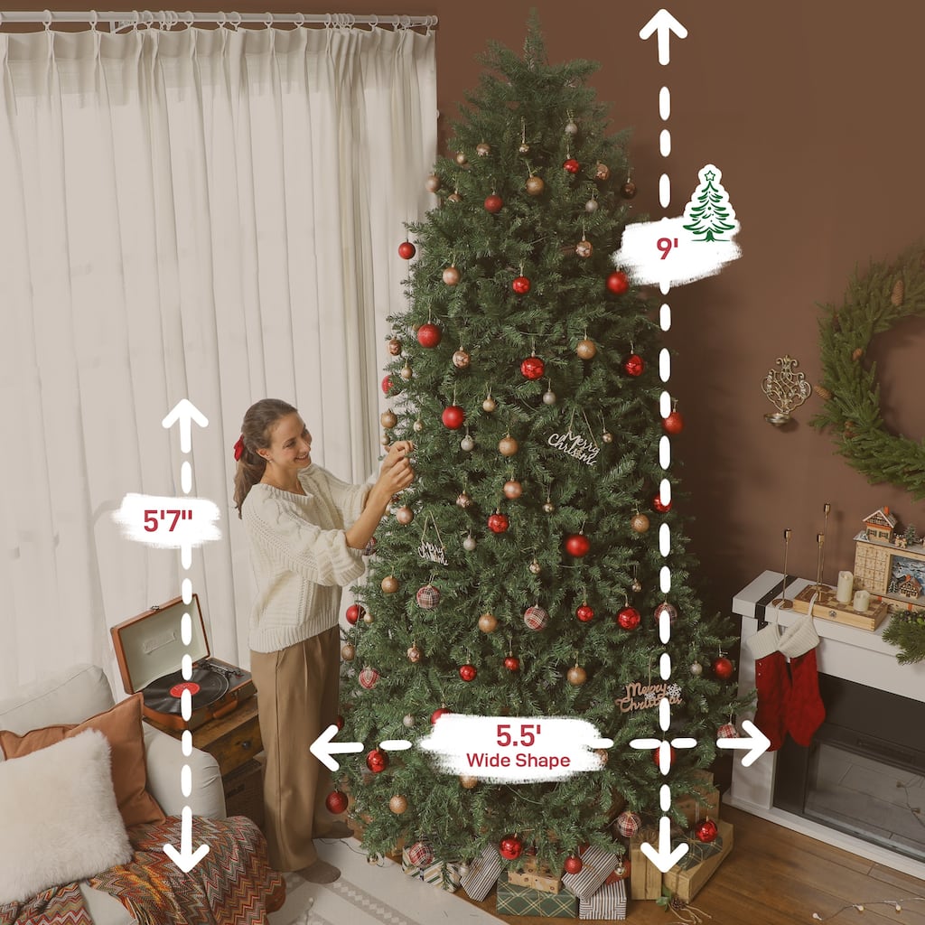 HOMCOM 9ft Smart Prelit Xmas Tree: Full-Spectrum RGB, App/Remote, Hinged, Easy Assembly, Green