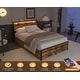 preview thumbnail 3 of 6, Queen Platform Bed Frame with 8 Spacious Storage Drawers, LED Headboard Featuring Charging Station with USB