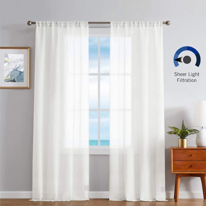 Nautica Erasmus Sheer Rod Pocket Window Curtain Panel Pair