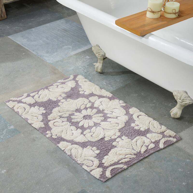 Better Trends Medallion Collection 100% Cotton 2-Pc Set Bathroom Rugs-Soft & Super Absorbent, Non-Skid Latex, Machine Washable