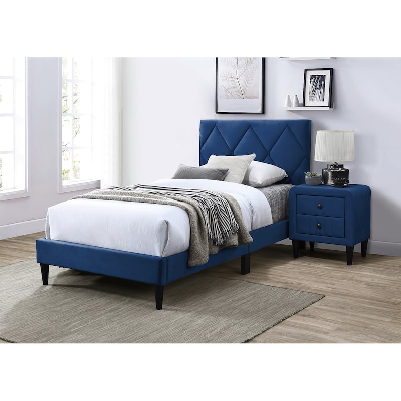 Modern Velvet Upholstered Nightstand，Bedside Storage Cabinet with Tempered Legs,Sofa Side Table with 2 Drawers
