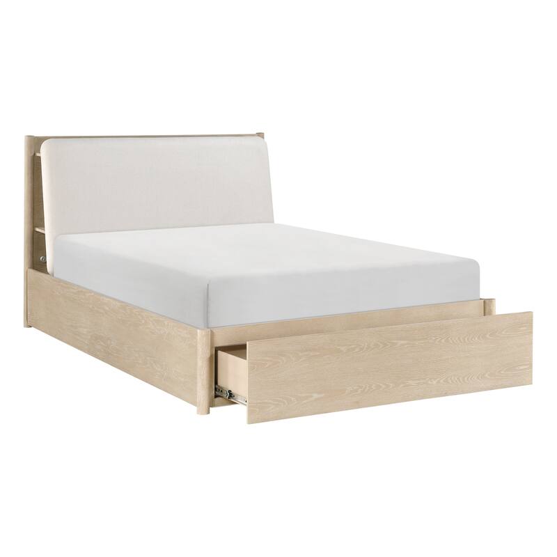 Bedroom Furniture Sets Light Oak Finish Platform Storage Bed