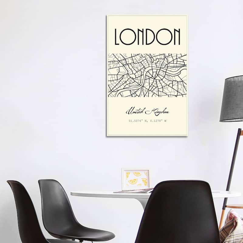 iCanvas "London City Map" by Nordic Print Studio Canvas Print - 40x26x1.5