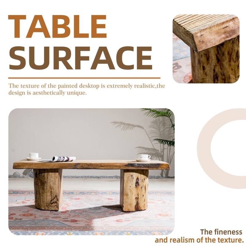 Rustic Outdoor Terrafab Composite Coffee Table with Wood Grain Finish
