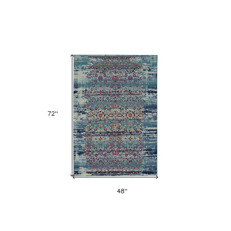 HomeRootsFloral Transitional Rectangle Area Rug - 72' X '48' X '0.5