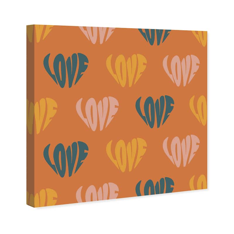 Wynwood Studio Canvas Typography and Quotes Love in the Shape of Love Brown and Pastel Brown Rustic Wall Art Canvas Print
