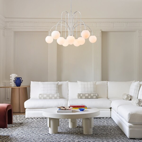 6 10 Light Modern Glam Sputnik Linear Branch Cluster Pendant Opaque Glass Globe Bubble Chandelier On Sale Bed Bath Beyond 40046233