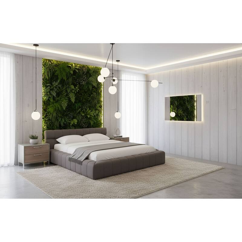 Nova Domus Boston Modern Brown Oak & Brushed Stainless Steel Nightstand