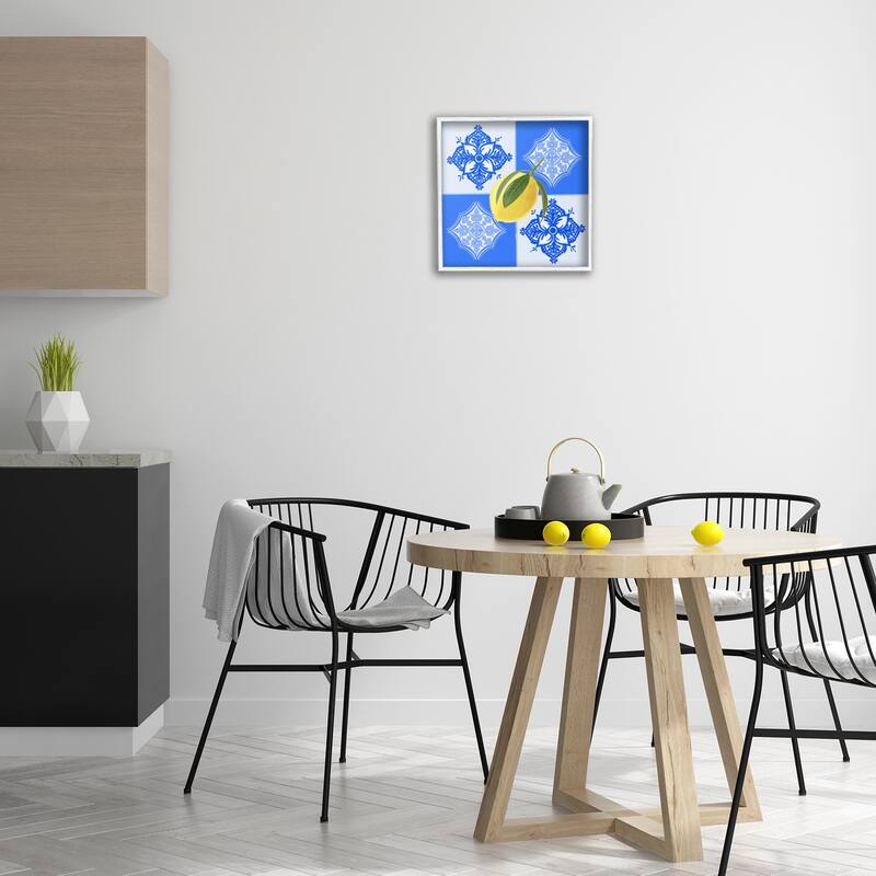 Stupell Lemon over Geometric Tiles Framed Giclee Art Design By Ashley Singleton